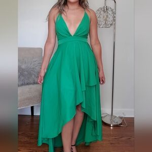133. Kelly Green High-Low Dress Size Small
